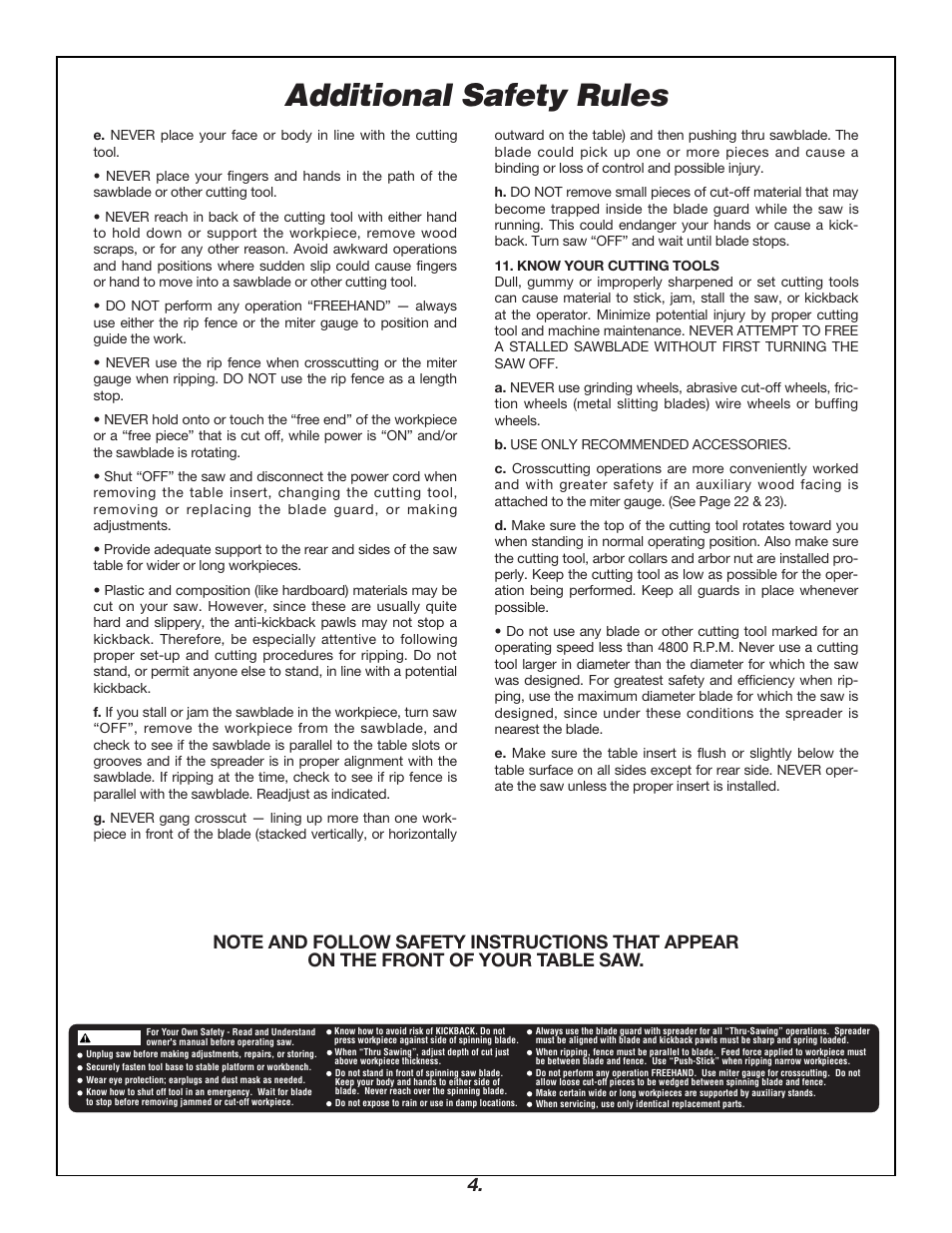 Additional safety rules | Bosch 4000 User Manual | Page 4 / 68