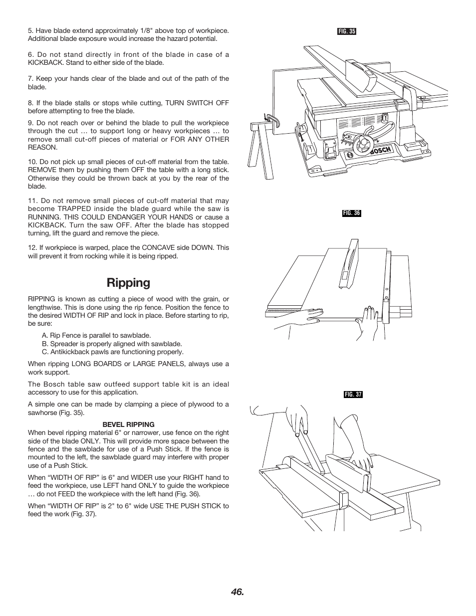 Ripping | Bosch 4000 User Manual | Page 46 / 68