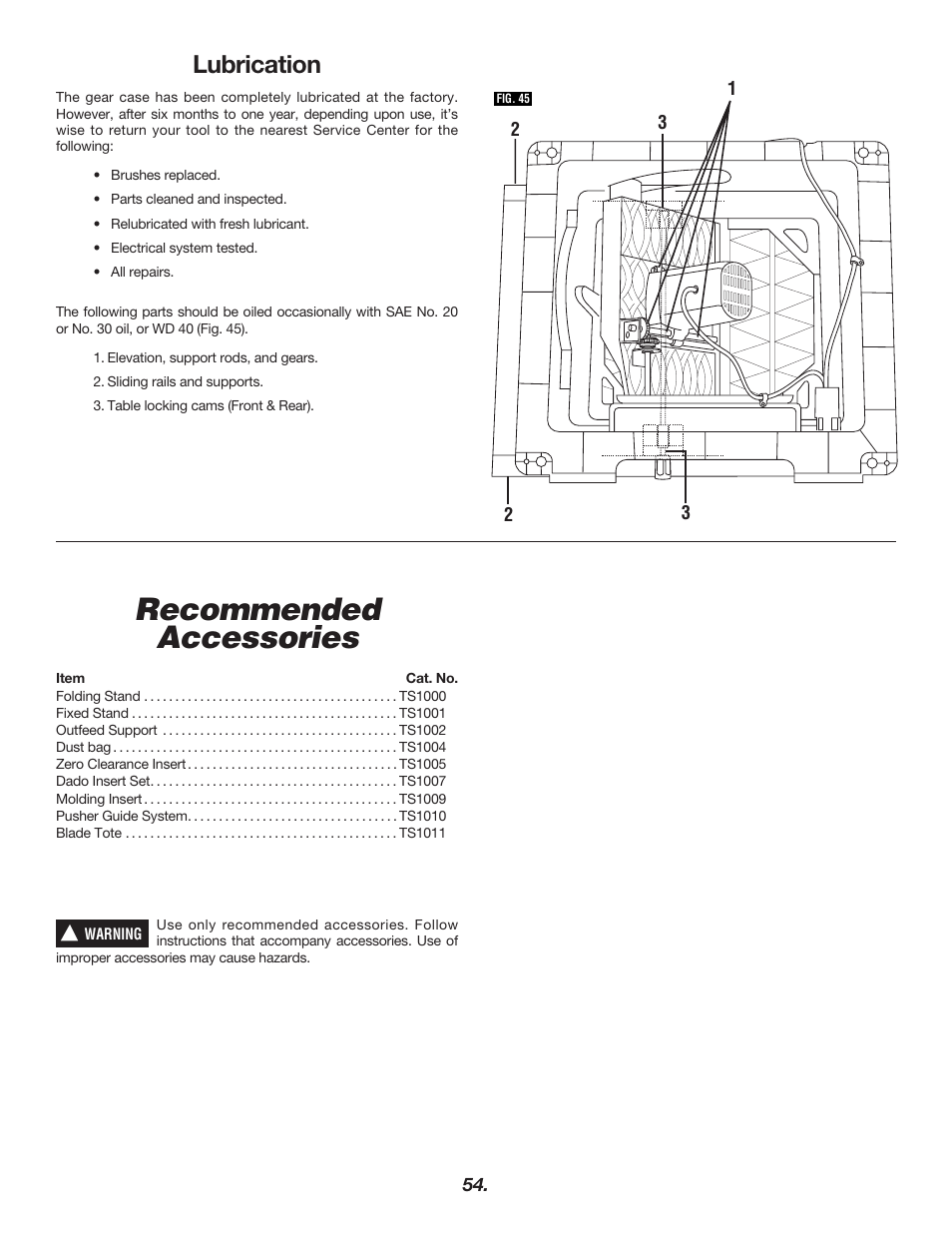 Recommended accessories, Lubrication | Bosch 4000 User Manual | Page 54 / 68