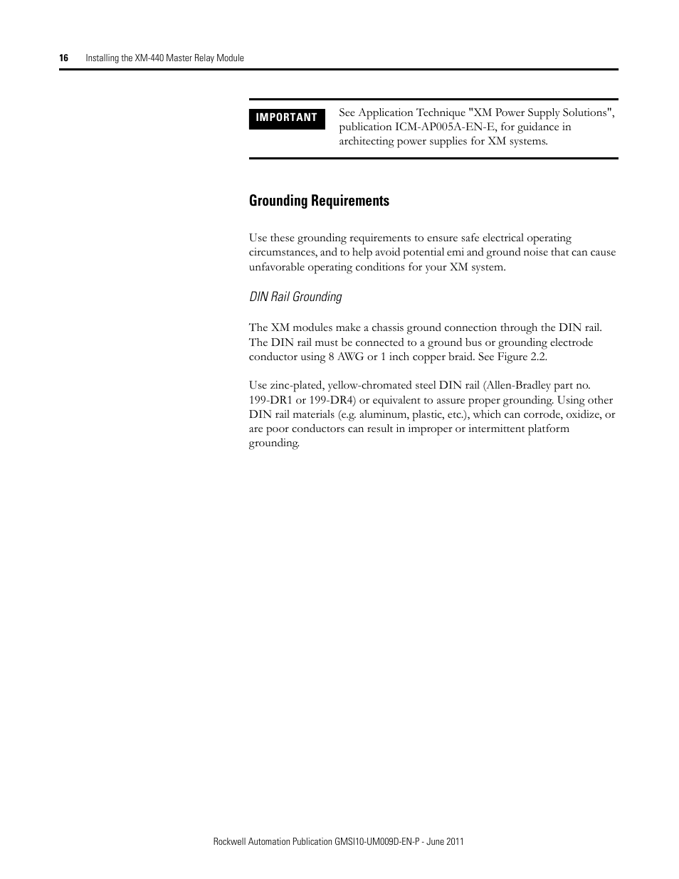 Grounding requirements | Rockwell Automation 1440-RMA00-04RC XM-440 Master Relay Module User Manual | Page 16 / 100