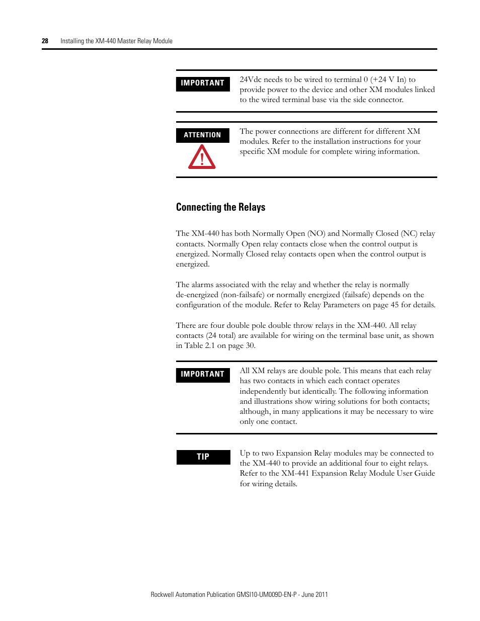 Connecting the relays | Rockwell Automation 1440-RMA00-04RC XM-440 Master Relay Module User Manual | Page 28 / 100