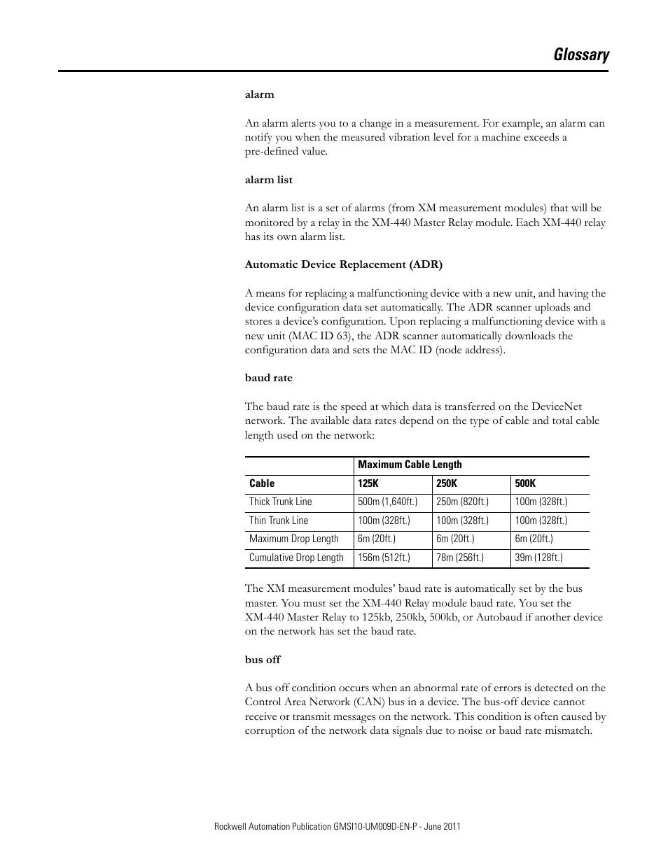 Glossary | Rockwell Automation 1440-RMA00-04RC XM-440 Master Relay Module User Manual | Page 89 / 100