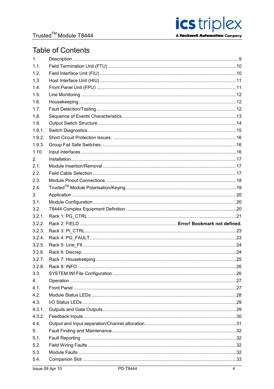 Rockwell Automation T8444 Trusted TMR Pulse Generator and Monitoring Module User Manual | Page 4 / 46