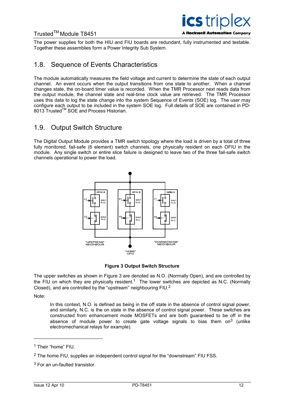 Sequence of events characteristics, Output switch structure, Figure 3 output switch structure | Trusted, Module t8451 | Rockwell Automation T8451 Trusted TMR 24V dc Digital Output Module - 40 Channel User Manual | Page 12 / 32