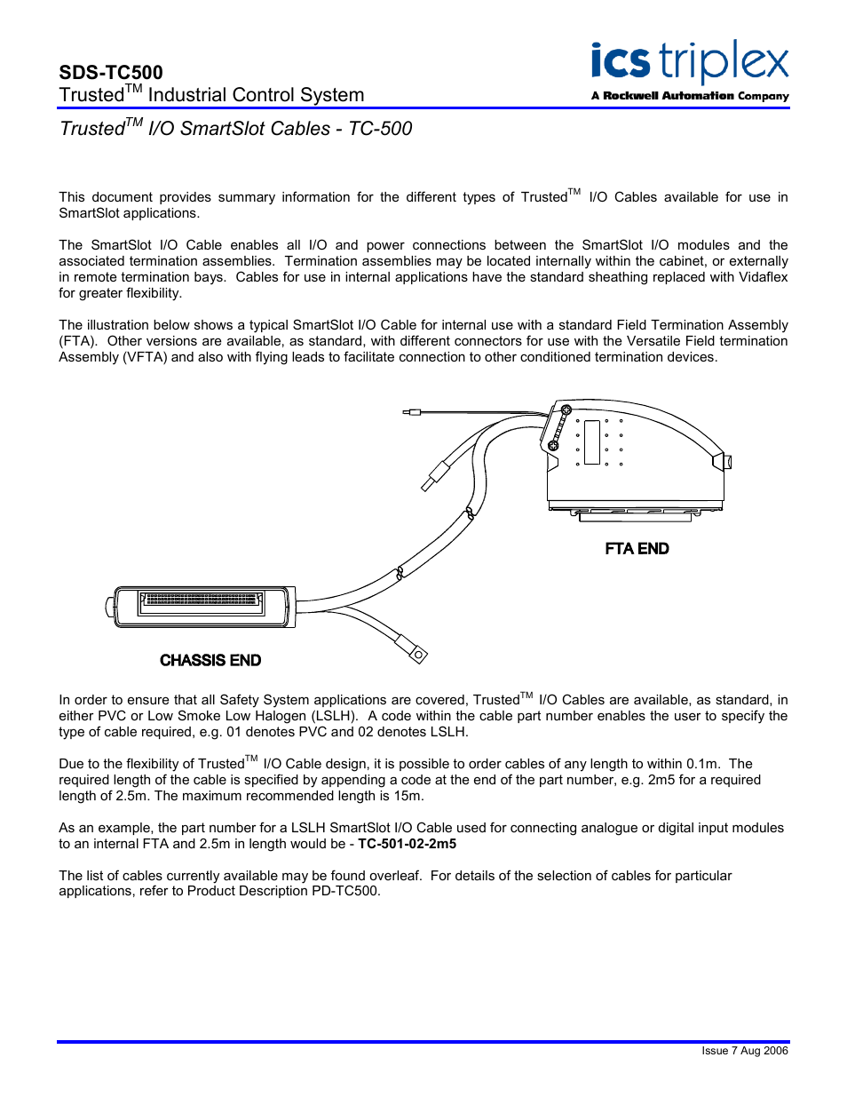 Rockwell Automation TC-500 Trusted I/O Smart Slot Cables User Manual | 2 pages