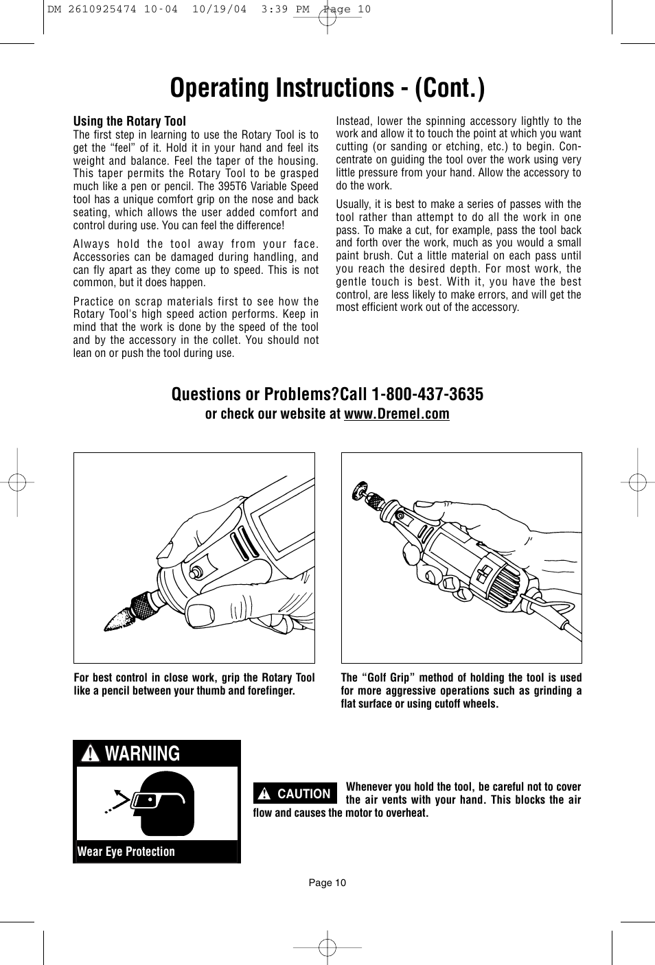 Operating instructions - (cont.), Warning | Bosch 275T6 User Manual | Page 10 / 92