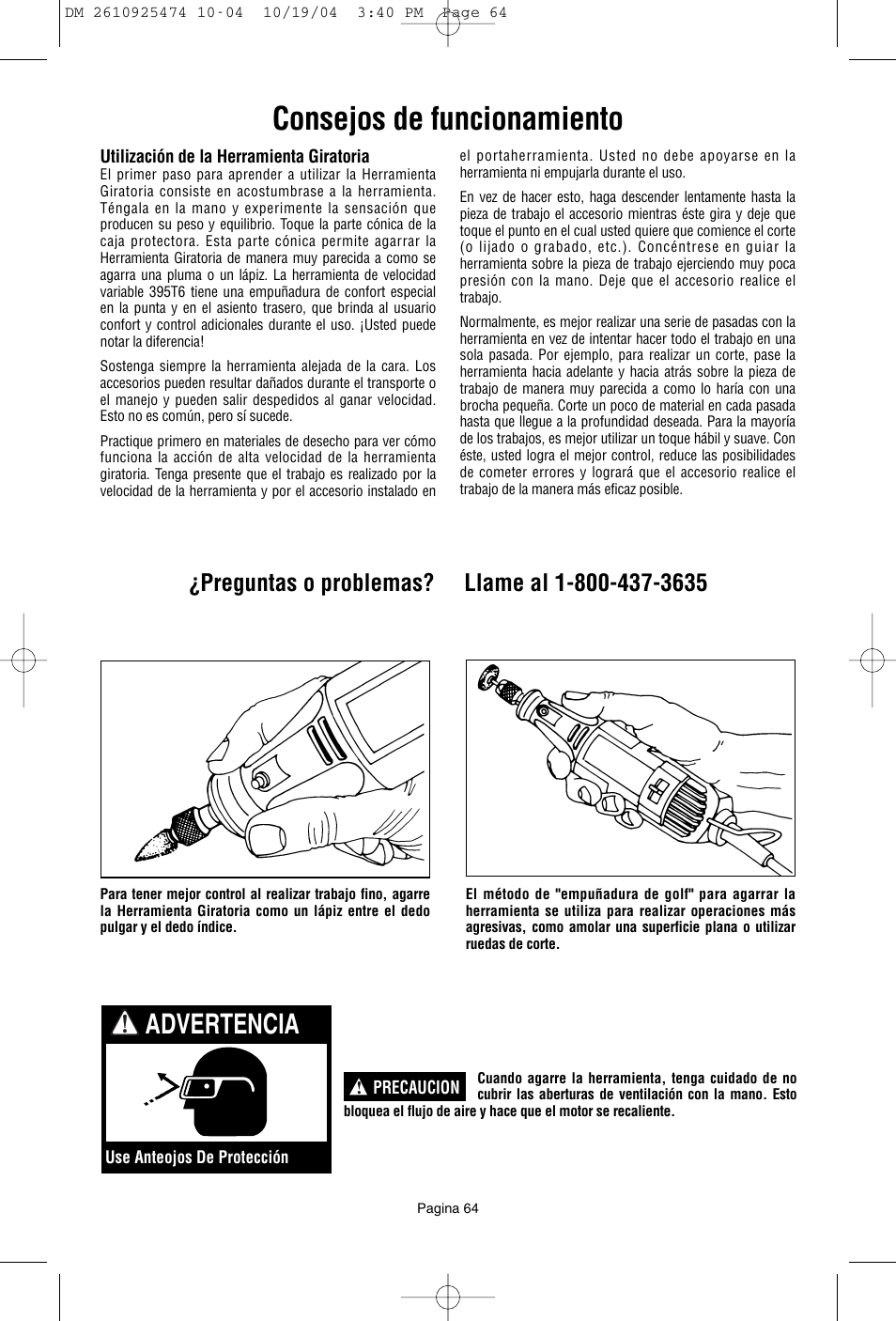 Consejos de funcionamiento, Advertencia | Bosch 275T6 User Manual | Page 64 / 92