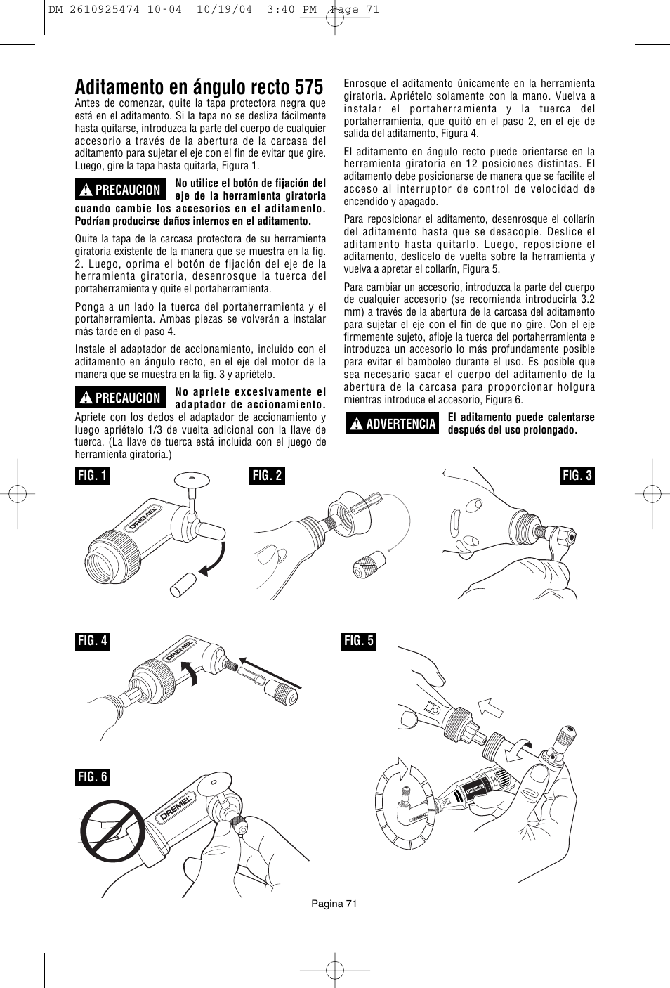 Aditamento en ángulo recto 575 | Bosch 275T6 User Manual | Page 71 / 92