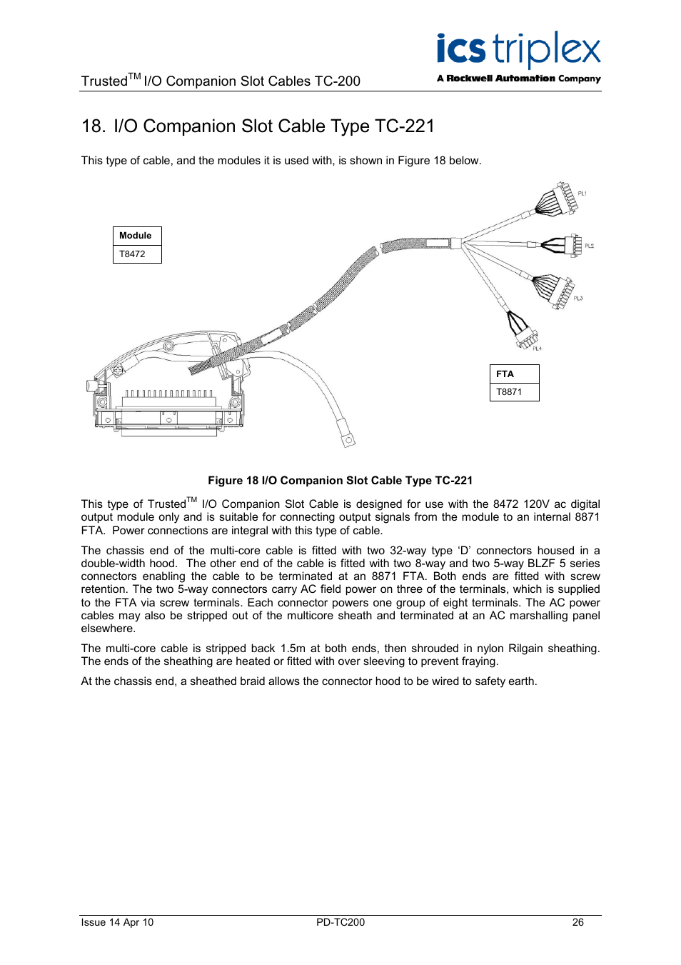 I/o companion slot cable type tc-221, Figure 18 i/o companion slot cable type tc-221, Trusted | I/o companion slot cables tc-200 | Rockwell Automation TC200 Trusted I/O Companion Slot Cables User Manual | Page 26 / 30