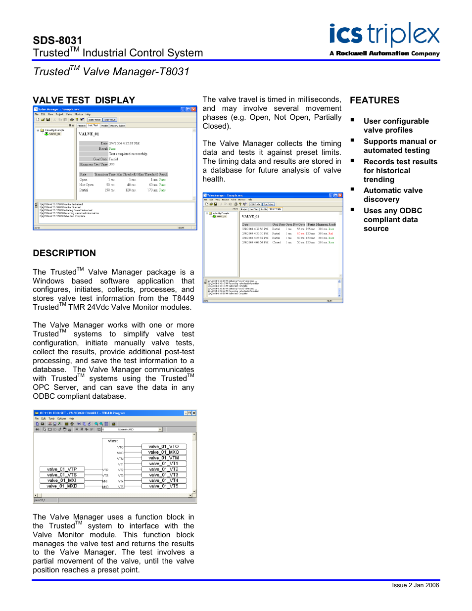 Rockwell Automation T8031  Trusted Valve Manager User Manual | 2 pages