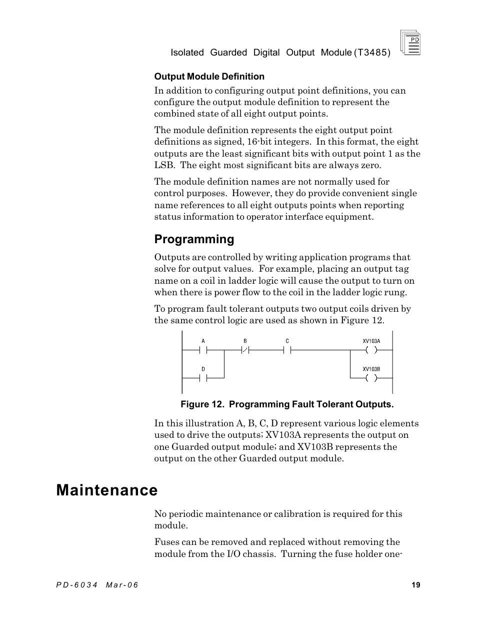 Maintenance, Programming | Rockwell Automation T3485 ICS Regent Isolated Guarded Output Modules User Manual | Page 19 / 22