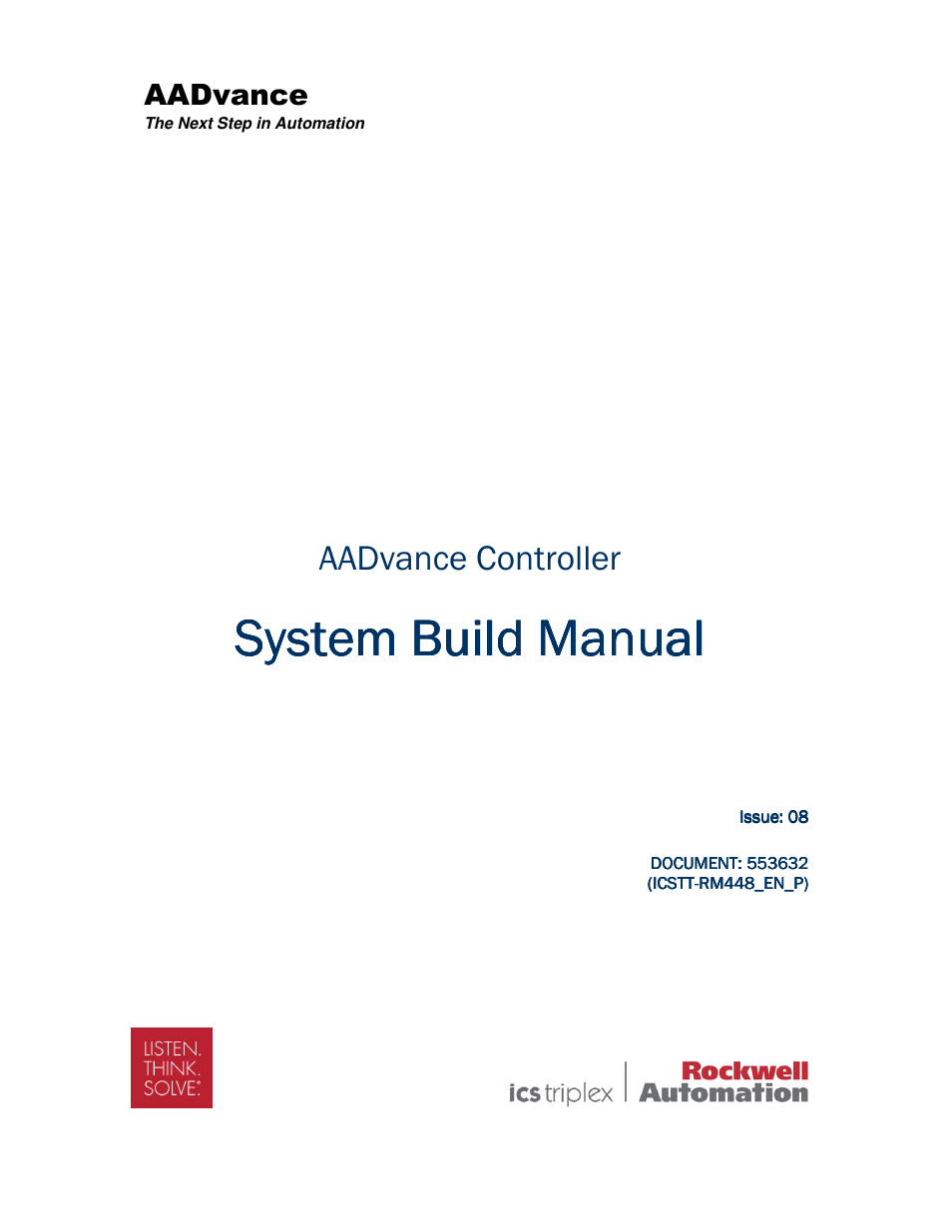 Rockwell Automation AADvance Controller System Build User Manual | 130 pages