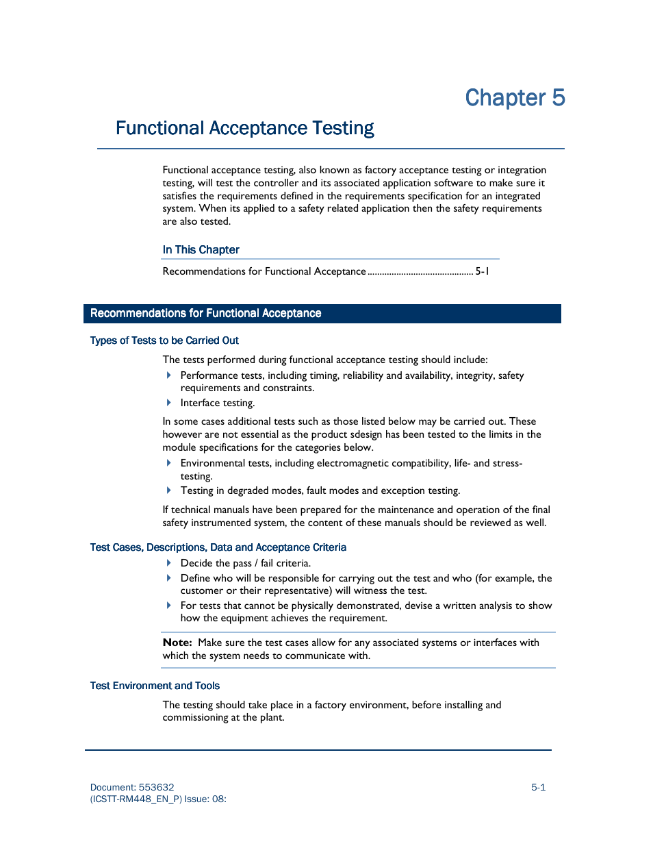 Chapter, Chapter chapter 5 5 5 5, Functional acceptance testing | Rockwell Automation AADvance Controller System Build User Manual | Page 111 / 130