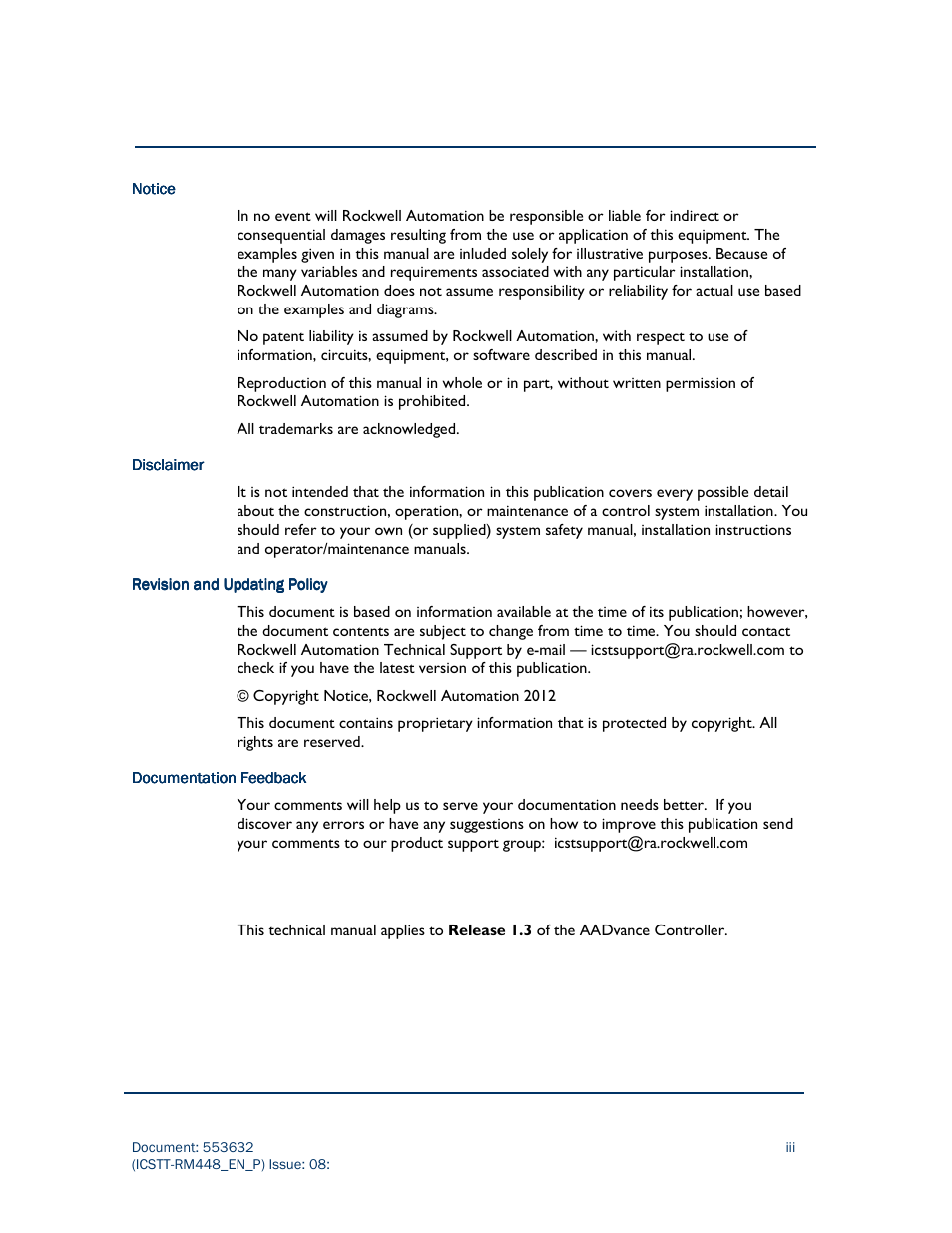 Rockwell Automation AADvance Controller System Build User Manual | Page 3 / 130