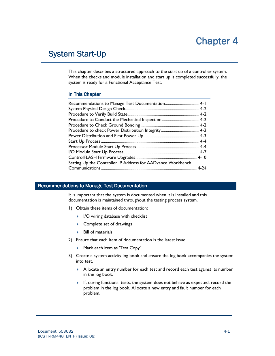 Chapter, Chapter chapter 4 4 4 4, System start | System start system start----up up up up | Rockwell Automation AADvance Controller System Build User Manual | Page 81 / 130