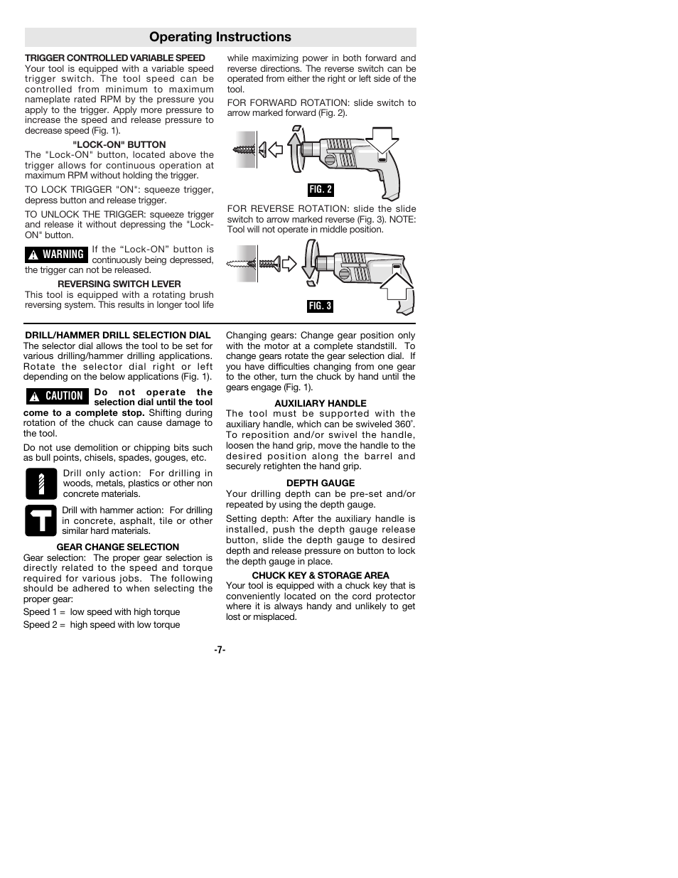 Operating instructions | Bosch 1199VSR User Manual | Page 7 / 32