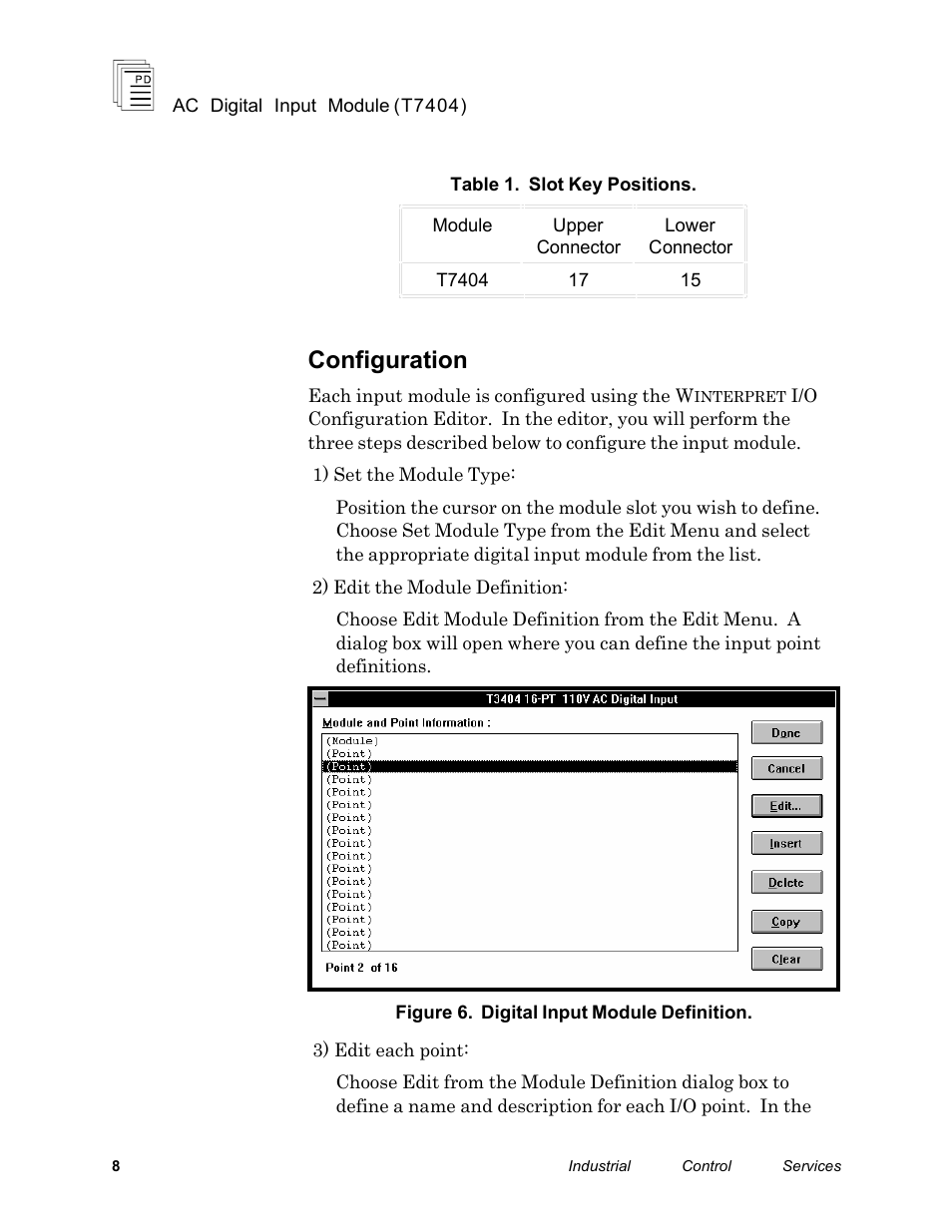 Configuration | Rockwell Automation T7404 ICS Regent+Plus AC Digital Input Module 110VAC User Manual | Page 8 / 13