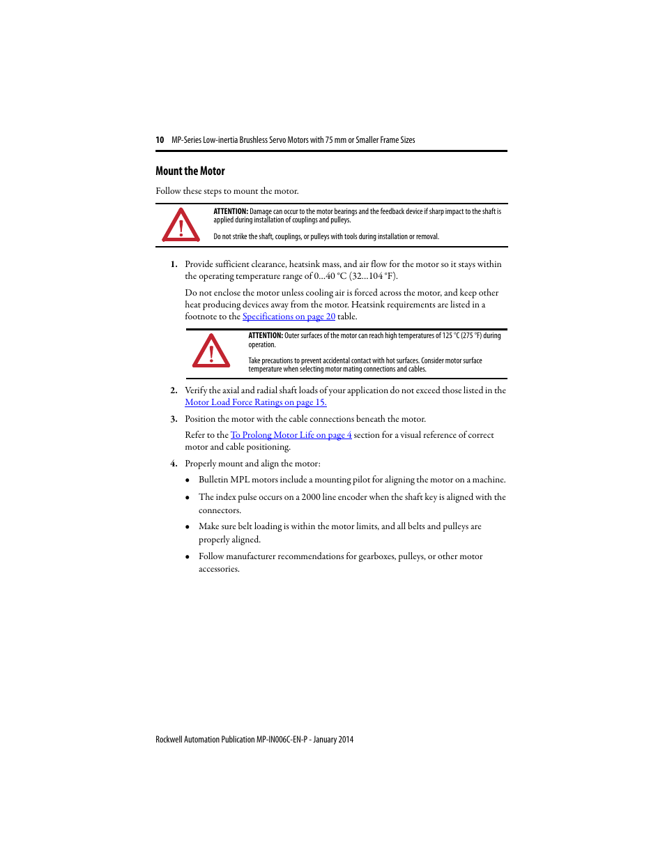 Mount the motor | Rockwell Automation MPL-xxxx Low-inertia Servo Motors 75 mm or Smaller  User Manual | Page 10 / 22