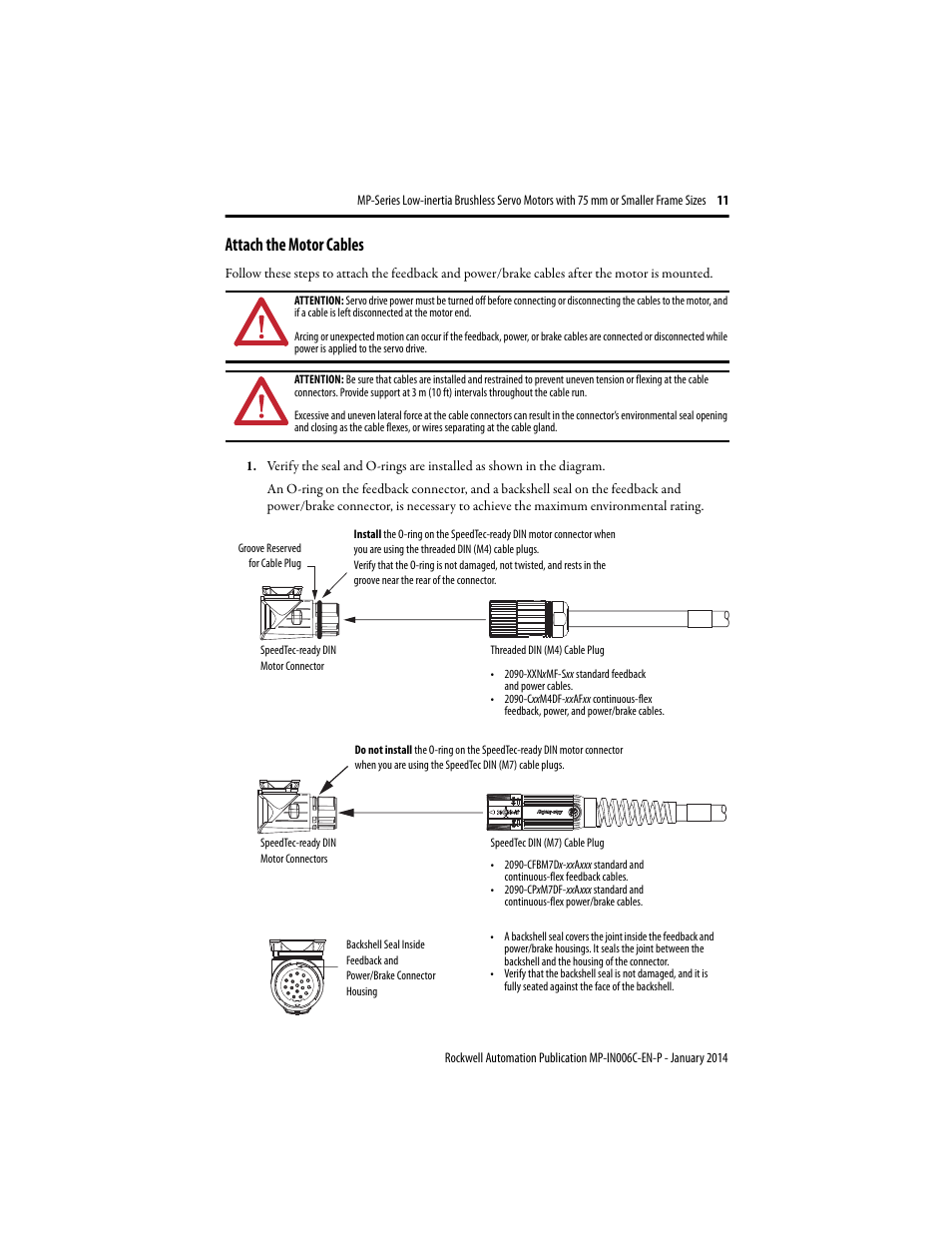 Attach the motor cables | Rockwell Automation MPL-xxxx Low-inertia Servo Motors 75 mm or Smaller  User Manual | Page 11 / 22