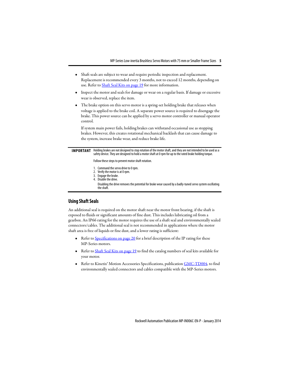 Using shaft seals | Rockwell Automation MPL-xxxx Low-inertia Servo Motors 75 mm or Smaller  User Manual | Page 5 / 22