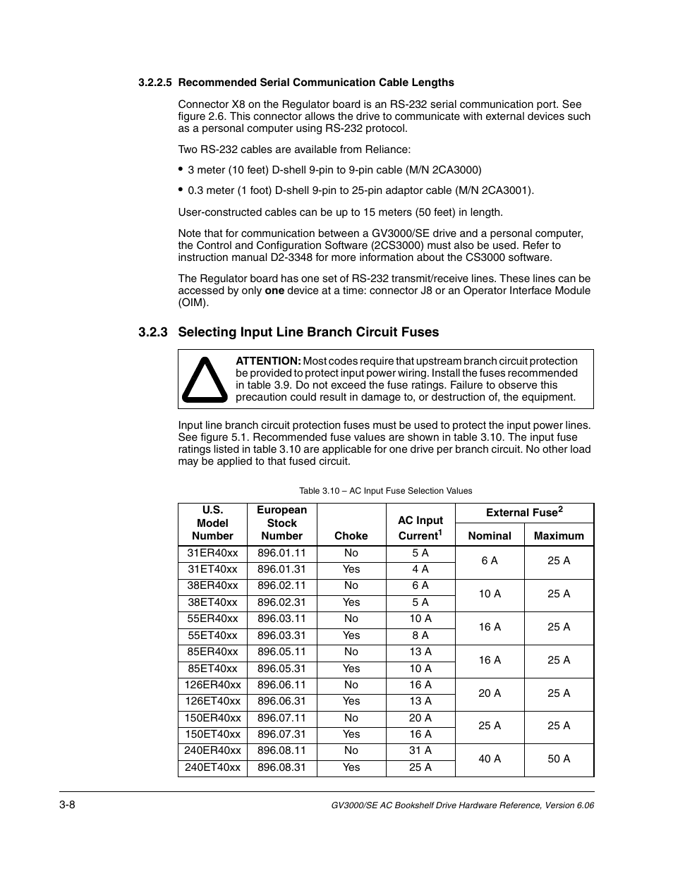 Rockwell Automation GV3000/SE AC Bookshelf Drive Hardware Ref, Installation, and Troubleshooting User Manual | Page 36 / 96