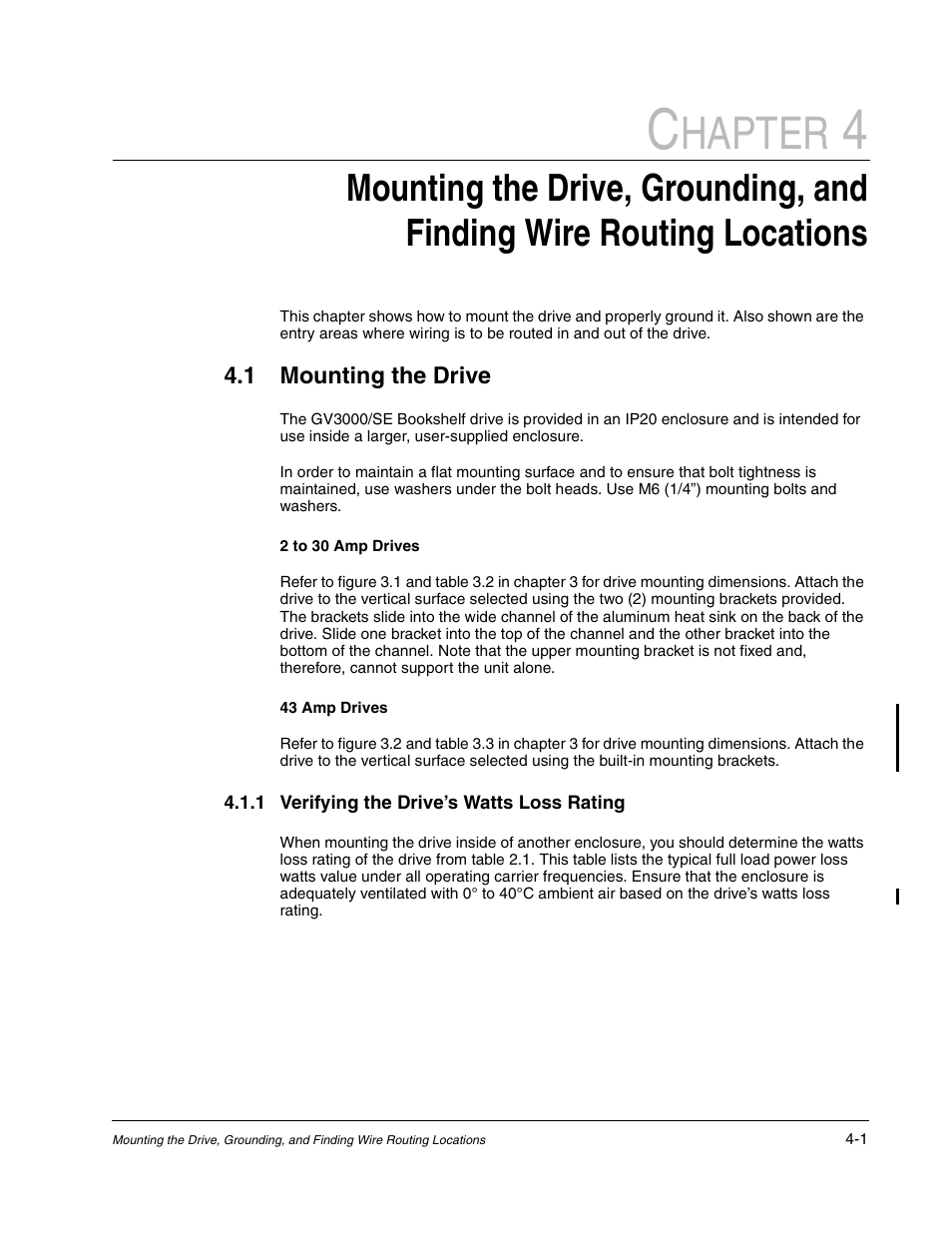 Mounting the drive, Hapter | Rockwell Automation GV3000/SE AC Bookshelf Drive Hardware Ref, Installation, and Troubleshooting User Manual | Page 39 / 96