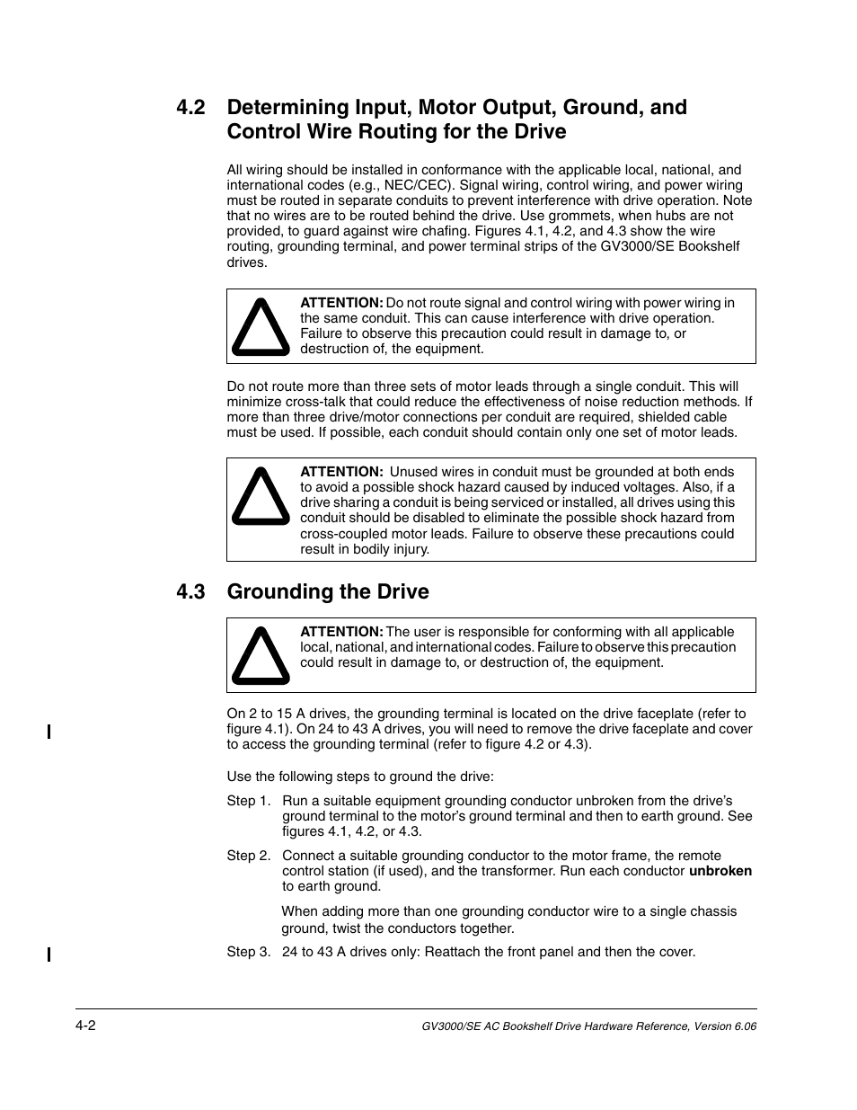 Grounding the drive, 3 grounding the drive | Rockwell Automation GV3000/SE AC Bookshelf Drive Hardware Ref, Installation, and Troubleshooting User Manual | Page 40 / 96