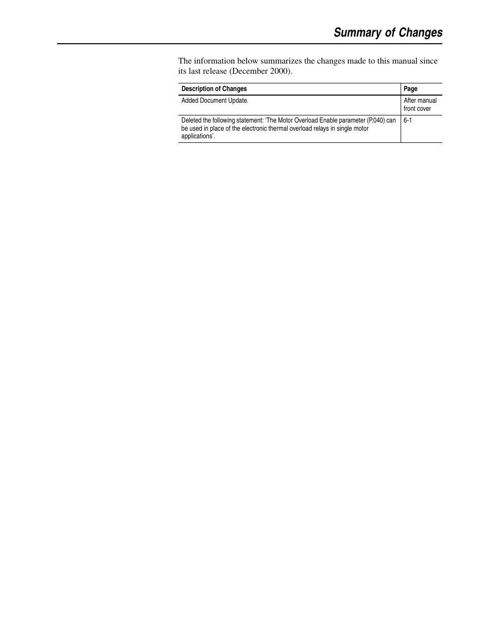 Summary of changes | Rockwell Automation GV3000/SE AC Bookshelf Drive Hardware Ref, Installation, and Troubleshooting User Manual | Page 5 / 96