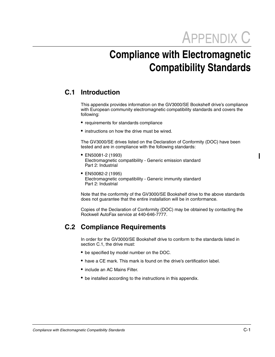 Introduction, Compliance requirements, Ppendix | Rockwell Automation GV3000/SE AC Bookshelf Drive Hardware Ref, Installation, and Troubleshooting User Manual | Page 85 / 96