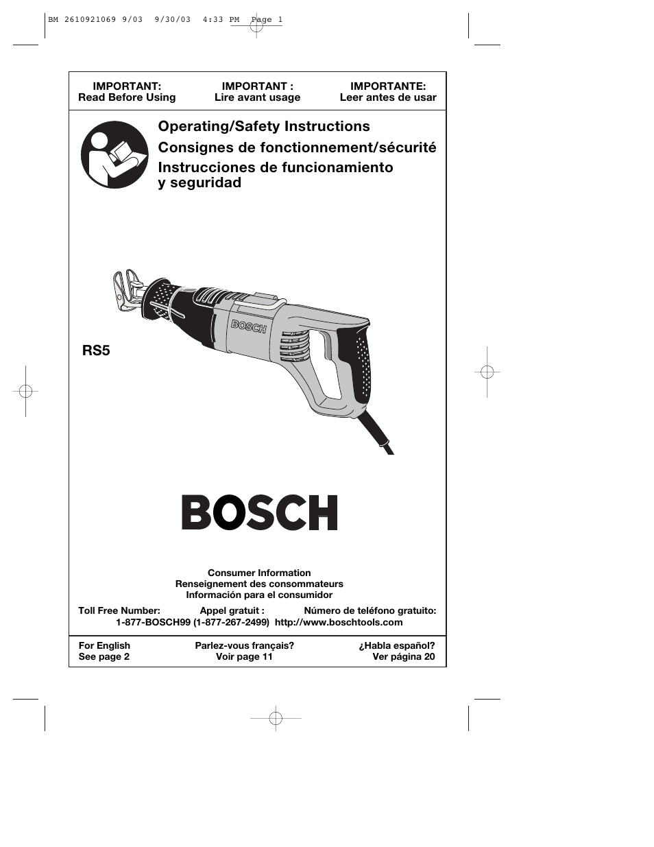 Bosch RS5 User Manual | 32 pages