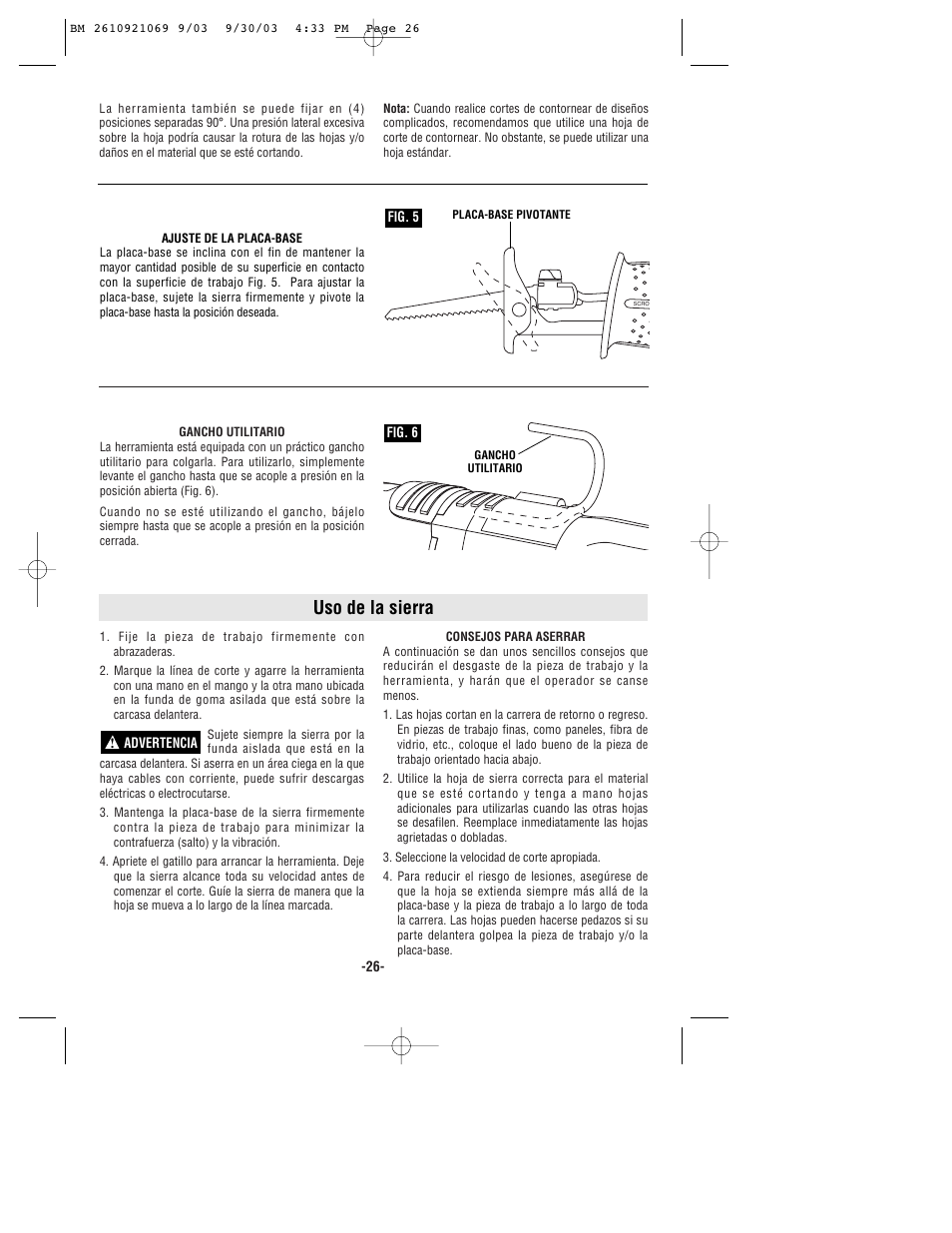 Uso de la sierra | Bosch RS5 User Manual | Page 26 / 32