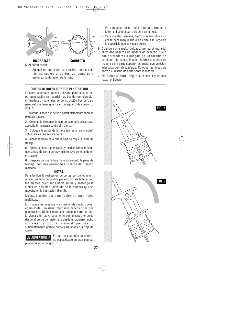 Advertencia, Fig. 7 fig. 8 | Bosch RS5 User Manual | Page 27 / 32