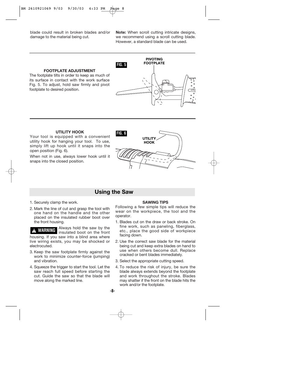 Using the saw | Bosch RS5 User Manual | Page 8 / 32