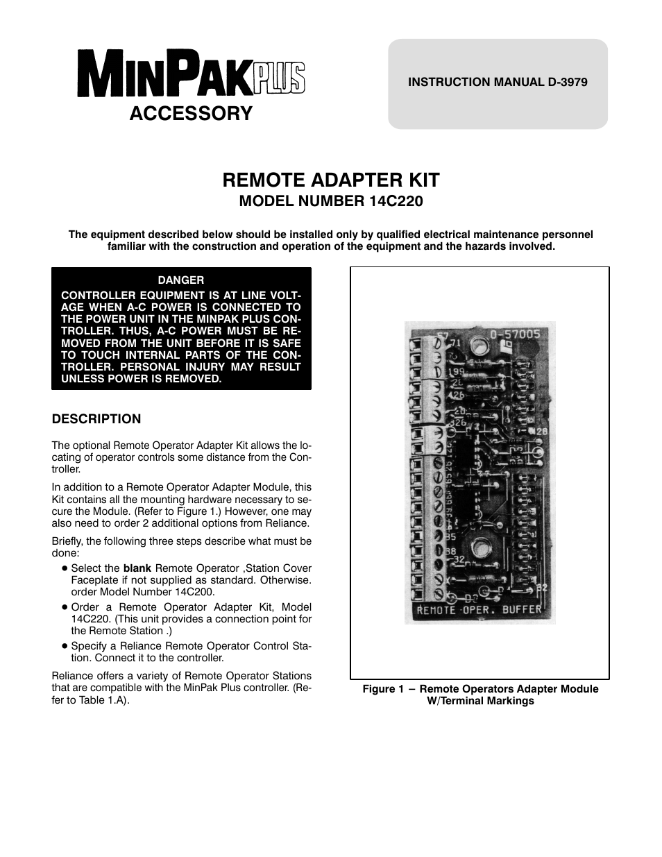 Rockwell Automation MinPak Plus Remote Adapter Kit 14C220 User Manual | 4 pages