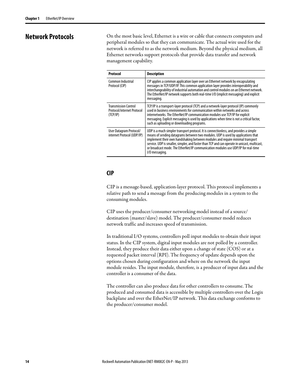 Network protocols | Rockwell Automation Ethernet Design Considerations Reference Manual User Manual | Page 14 / 106