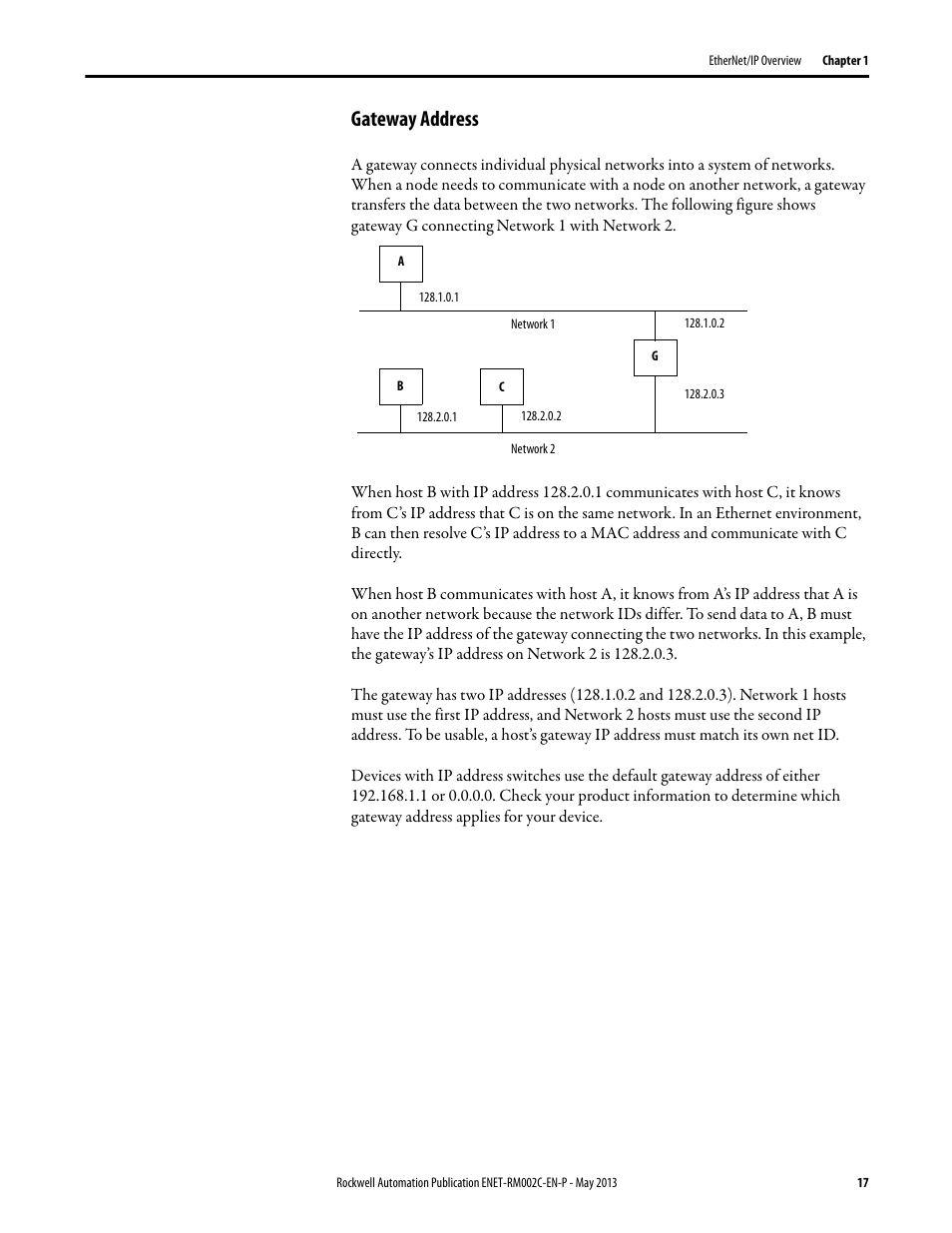 Gateway address | Rockwell Automation Ethernet Design Considerations Reference Manual User Manual | Page 17 / 106