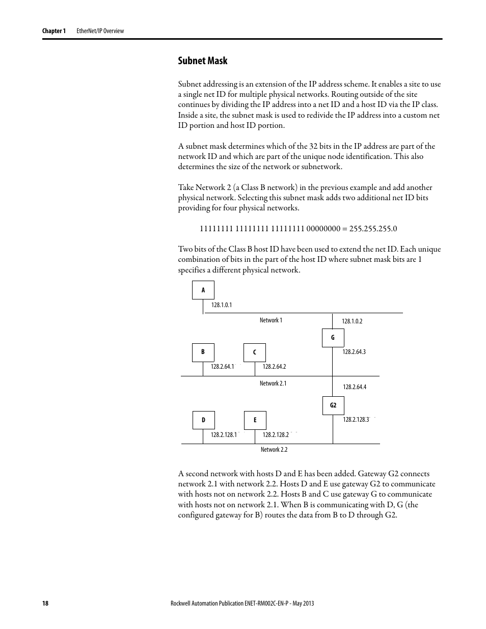 Subnet mask | Rockwell Automation Ethernet Design Considerations Reference Manual User Manual | Page 18 / 106