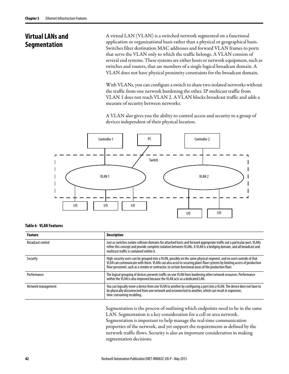 Virtual lans and segmentation | Rockwell Automation Ethernet Design Considerations Reference Manual User Manual | Page 42 / 106