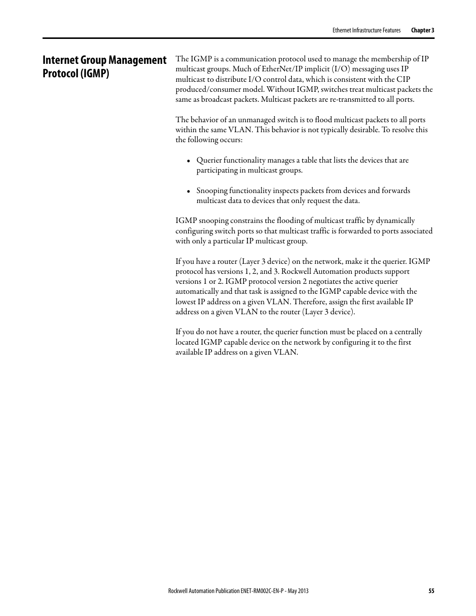 Internet group management protocol (igmp) | Rockwell Automation Ethernet Design Considerations Reference Manual User Manual | Page 55 / 106