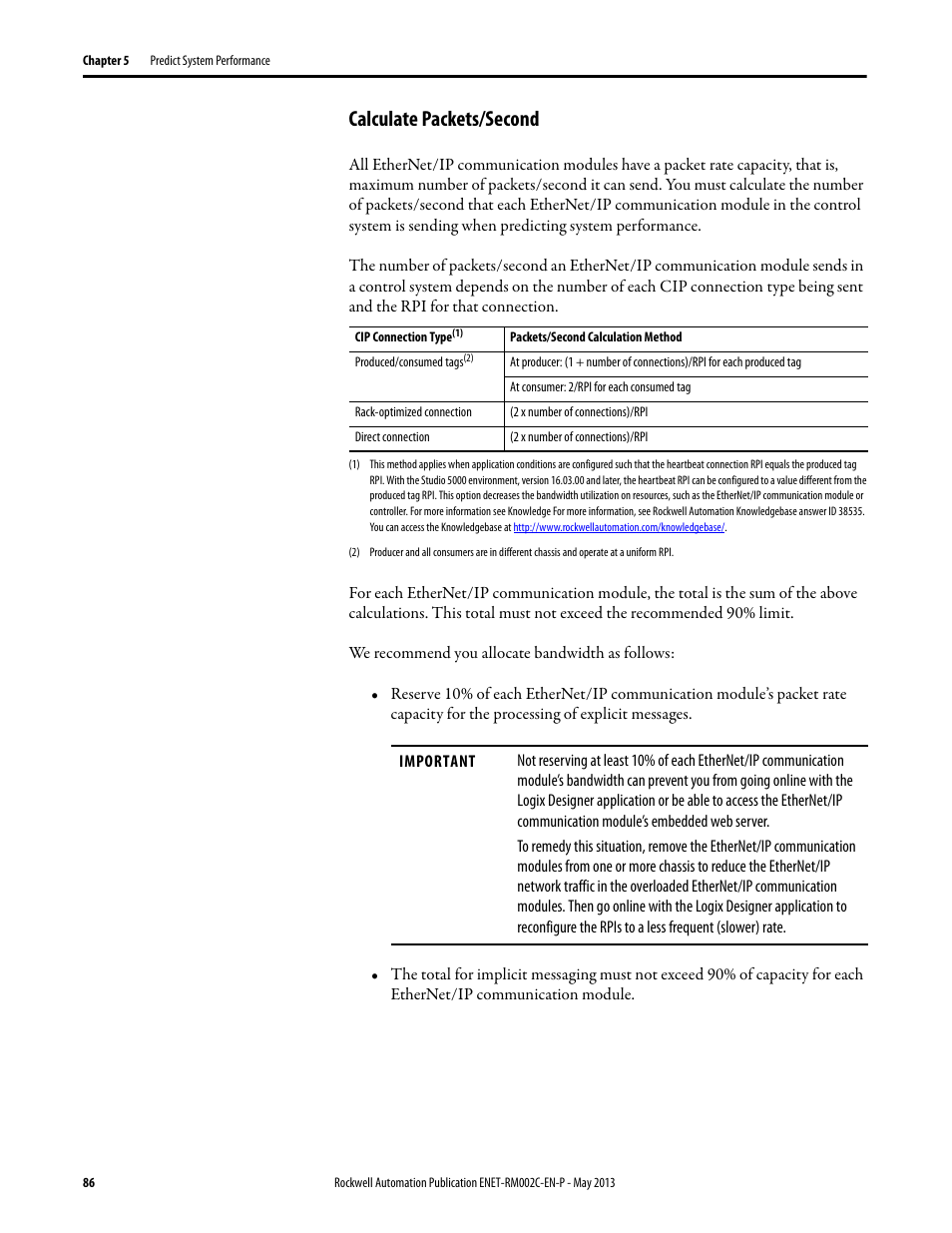 Calculate packets/second | Rockwell Automation Ethernet Design Considerations Reference Manual User Manual | Page 86 / 106