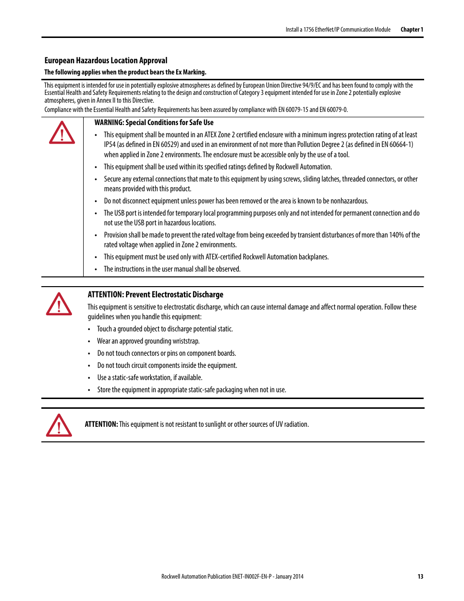 Rockwell Automation 1756-Enxxx_Ewxxx EtherNet/IP Modules Installation Instructions User Manual | Page 13 / 104