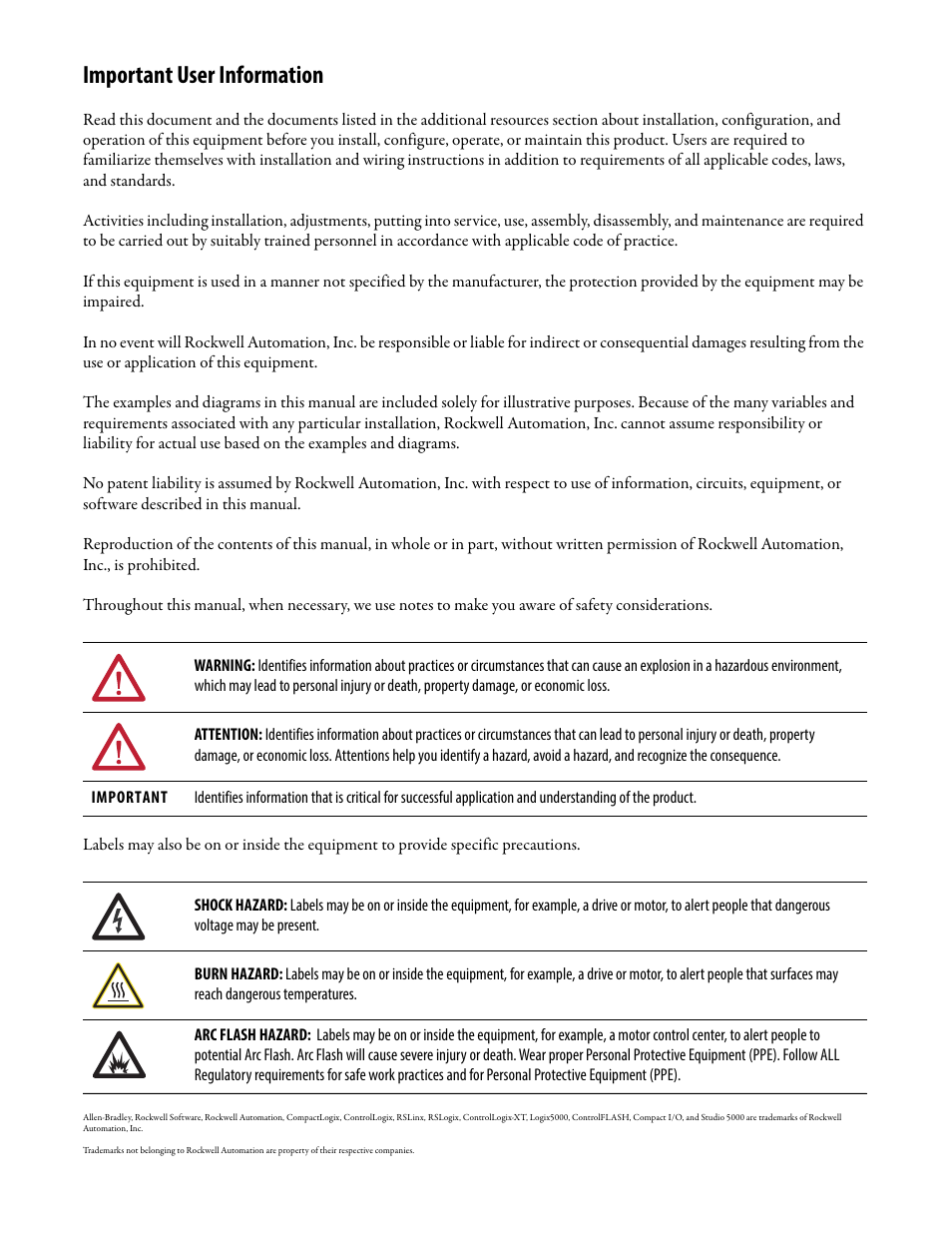 Important user information | Rockwell Automation 1756-Enxxx_Ewxxx EtherNet/IP Modules Installation Instructions User Manual | Page 2 / 104