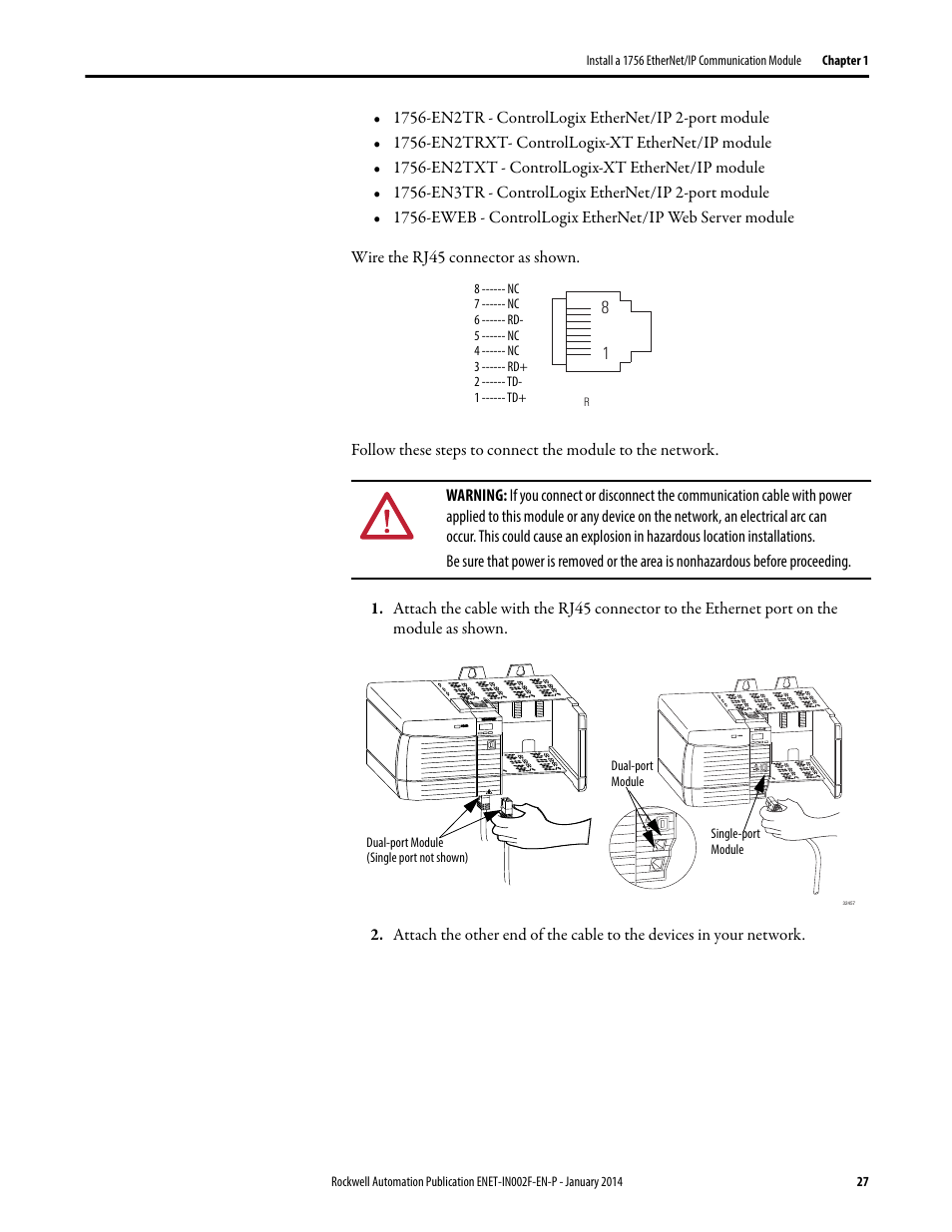 Rockwell Automation 1756-Enxxx_Ewxxx EtherNet/IP Modules Installation Instructions User Manual | Page 27 / 104