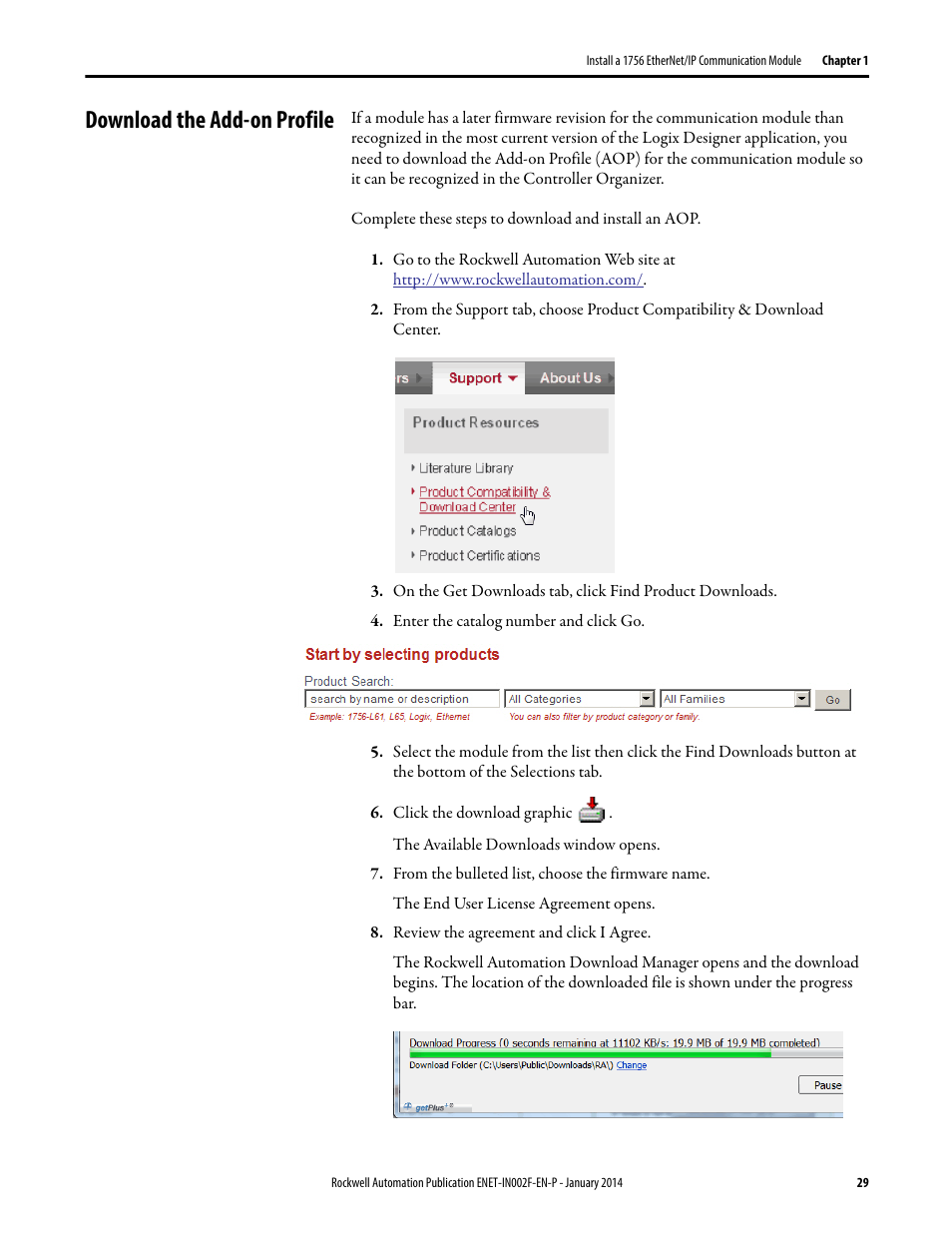 Download the add-on profile | Rockwell Automation 1756-Enxxx_Ewxxx EtherNet/IP Modules Installation Instructions User Manual | Page 29 / 104