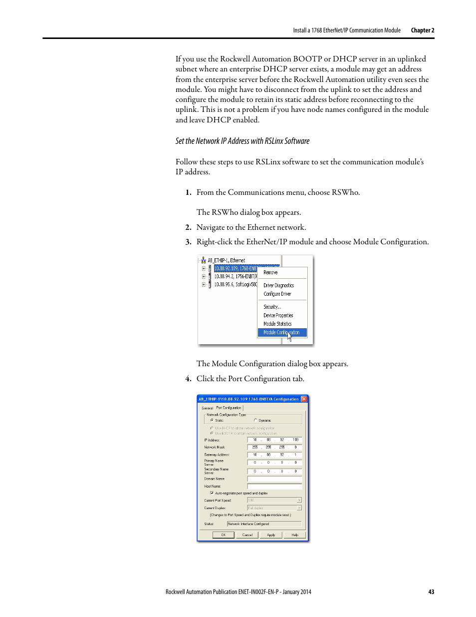 Rockwell Automation 1756-Enxxx_Ewxxx EtherNet/IP Modules Installation Instructions User Manual | Page 43 / 104