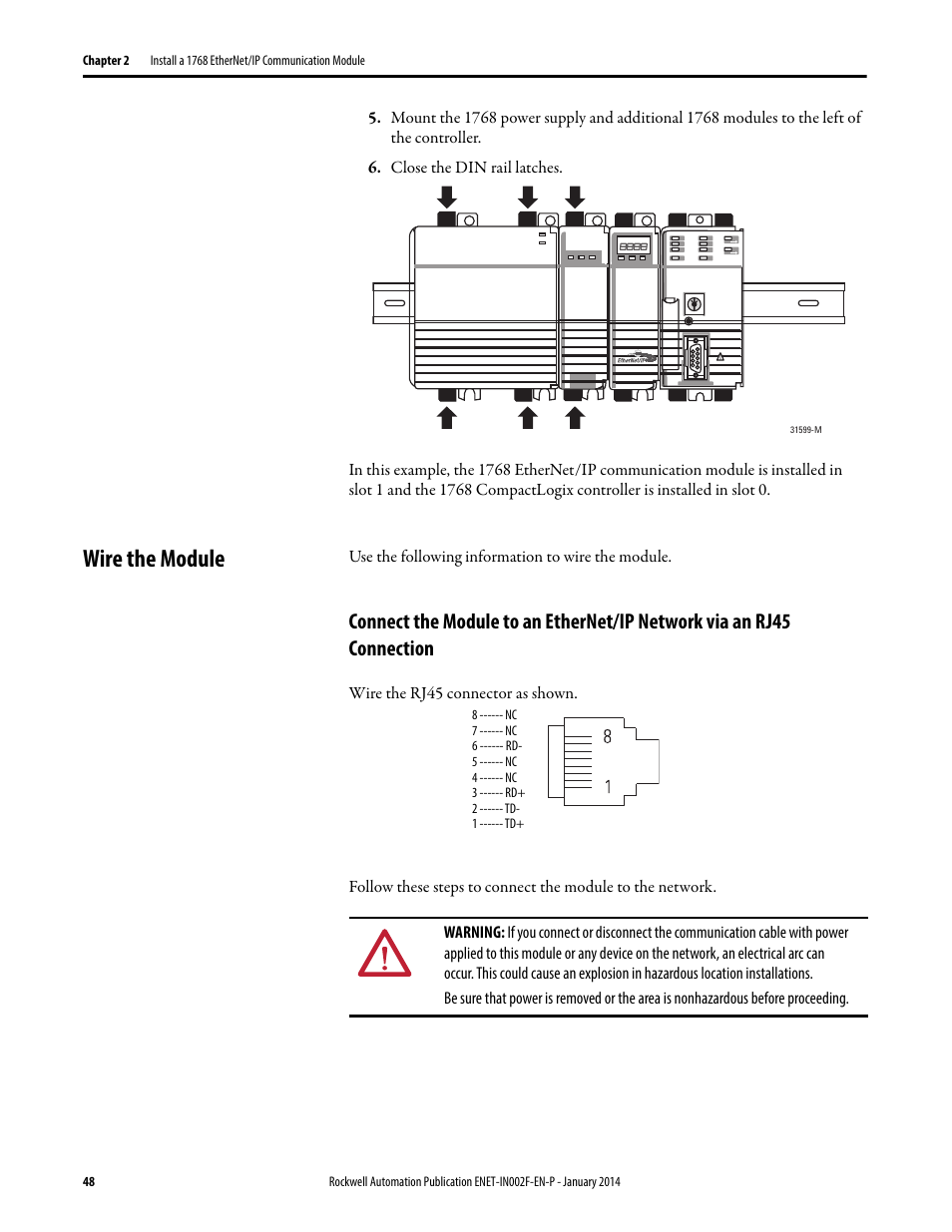 Wire the module | Rockwell Automation 1756-Enxxx_Ewxxx EtherNet/IP Modules Installation Instructions User Manual | Page 48 / 104