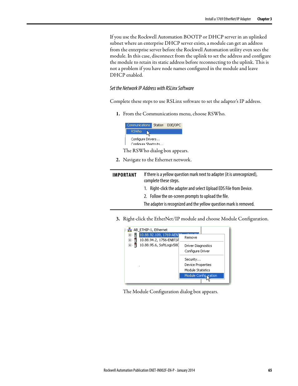 Rockwell Automation 1756-Enxxx_Ewxxx EtherNet/IP Modules Installation Instructions User Manual | Page 65 / 104