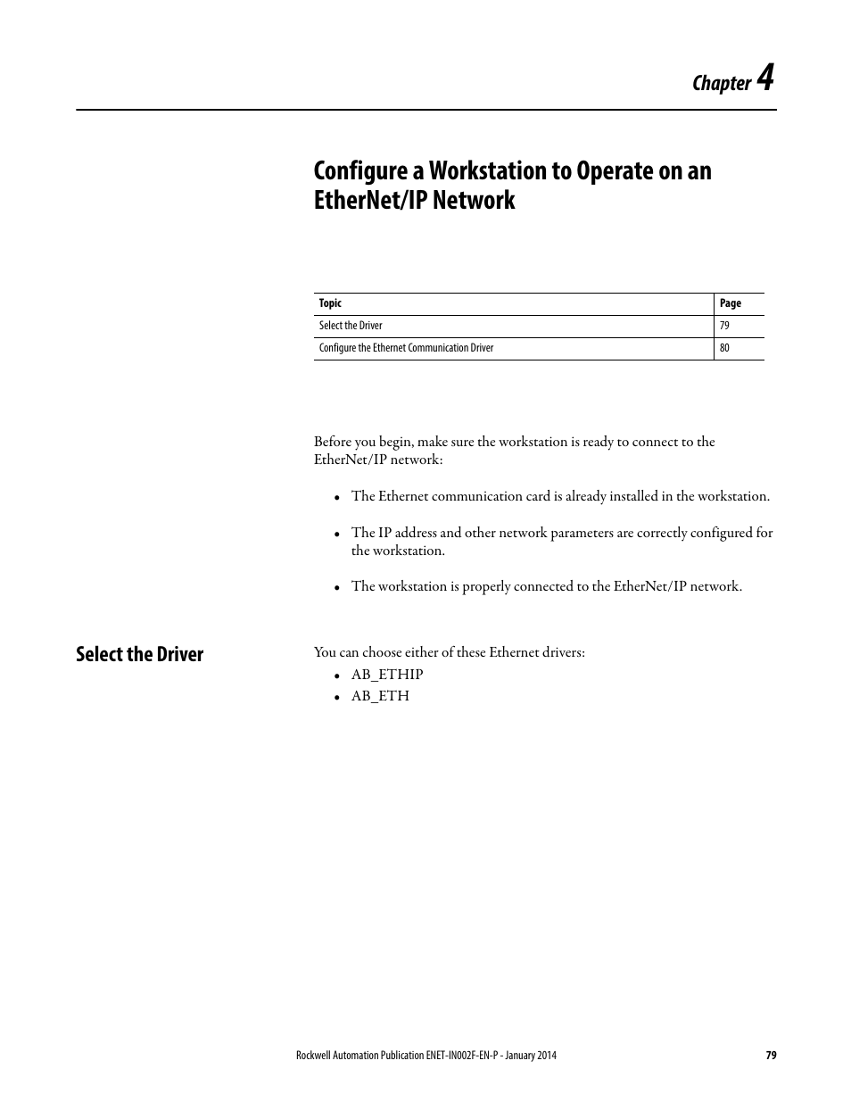 Select the driver, Chapter 4, Chapter | Rockwell Automation 1756-Enxxx_Ewxxx EtherNet/IP Modules Installation Instructions User Manual | Page 79 / 104