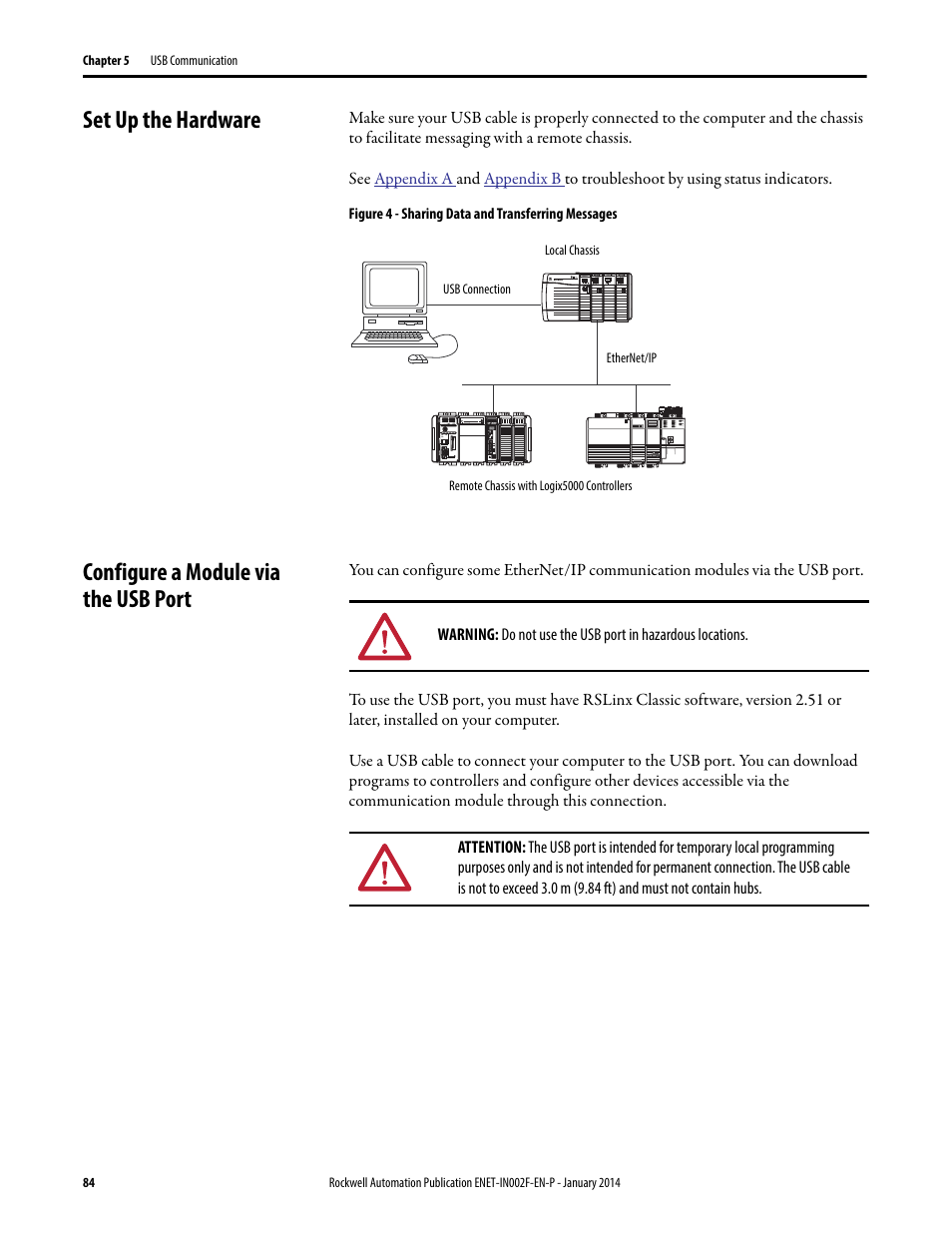 Set up the hardware, Configure a module via the usb port | Rockwell Automation 1756-Enxxx_Ewxxx EtherNet/IP Modules Installation Instructions User Manual | Page 84 / 104