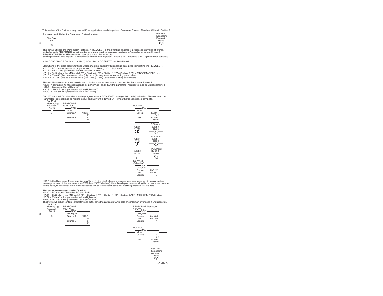 D.2.5 parameter accessing routine, D-11, Slc ladder logic examples | Rockwell Automation MD65 Profibus Communication Card User Manual | Page 97 / 108